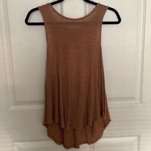 AEO Tan and White Striped Tank (Size S)